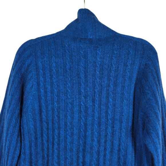 Zinity Sweater Womens Medium Blue Full Zip Cable Knit Possum Merino Made in NZ - Picture 8 of 11